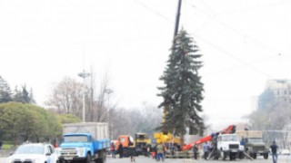 В Кишиневе сегодня начали украшать главную новогоднюю елку
